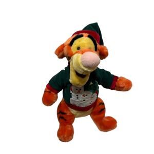 Disney Store Exclusive Tigger Stuffed Plush Snowman Sweater & Hat Christmas 14”
